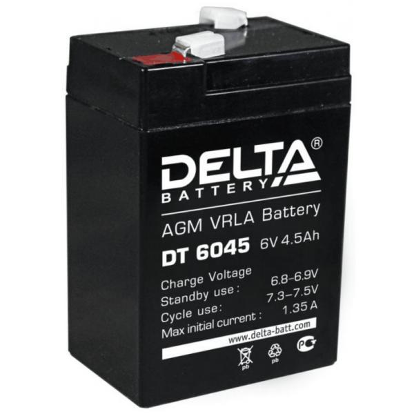 Аккумулятор 06V 4,5Ah Delta DT 6045